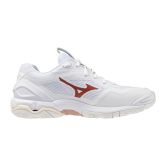 Mizuno Stealth 6 White/Rose Elegance/Lava Falls Netball Trainers