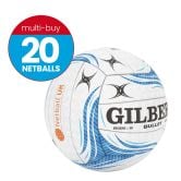 Gilbert Bullet Netball White/Blue Multi-Buy x20