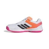 Adidas Netcourt K Junior White / Lucid Pink / Carbon Netball Trainers