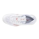 Mizuno Stealth 6 White/Rose Elegance/Lava Falls Netball Trainers