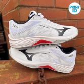 Mizuno Lightning Star Z7 White/Black/Fiery Red Junior Netball Trainers