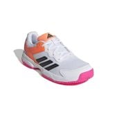 Adidas Netcourt K Junior White / Lucid Pink / Carbon Netball Trainers