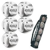 5 x Gilbert Pro Grip Netball Bundle Plus Gilbert Ball Tube