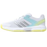 Adidas Netcourt K Junior White / Silver Metallic / Frozen Lemon Netball Trainers