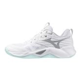 Mizuno Momentum Pro White/Blue Tint Netball Trainers