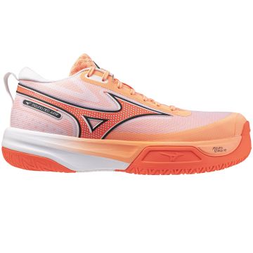 Mizuno Neo Jump Flamingo Coral/Lava Orange/White Netball Trainers