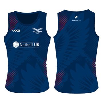Oldham Netball Club Women's Navy Blue/Royal Blue/ Light Red VX3 Training Vest