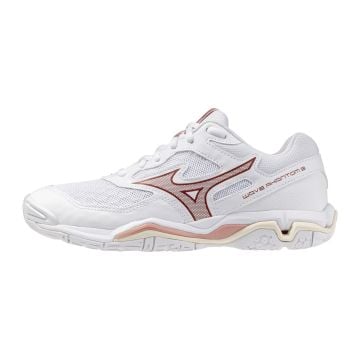 Mizuno Phantom 3 White/Rose Elegance/Lava Falls Netball Trainers
