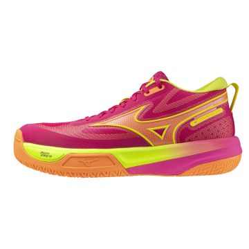 Mizuno Neo Jump Pink Tetra/Fortune Yellow Netball Trainers