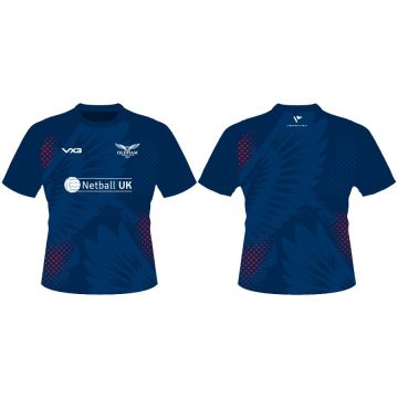 Oldham Netball Club Navy Blue/Royal Blue/ Light Red VX3 Training T-Shirt Womens