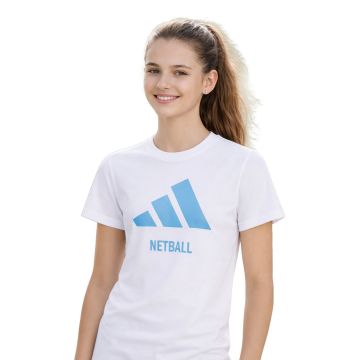 Adidas Women's Netball Logo Tee | White / Blue