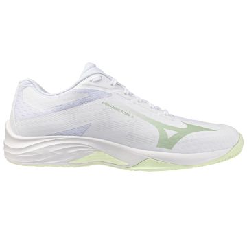 Mizuno Lightning Star White/Aqua Gray/Ambrosia Junior Netball Trainers