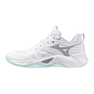 Mizuno Momentum Pro White/Blue Tint Netball Trainers