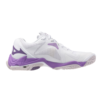 Mizuno Lightning Z8 White/Patrician Purple/Quince Netball Trainers